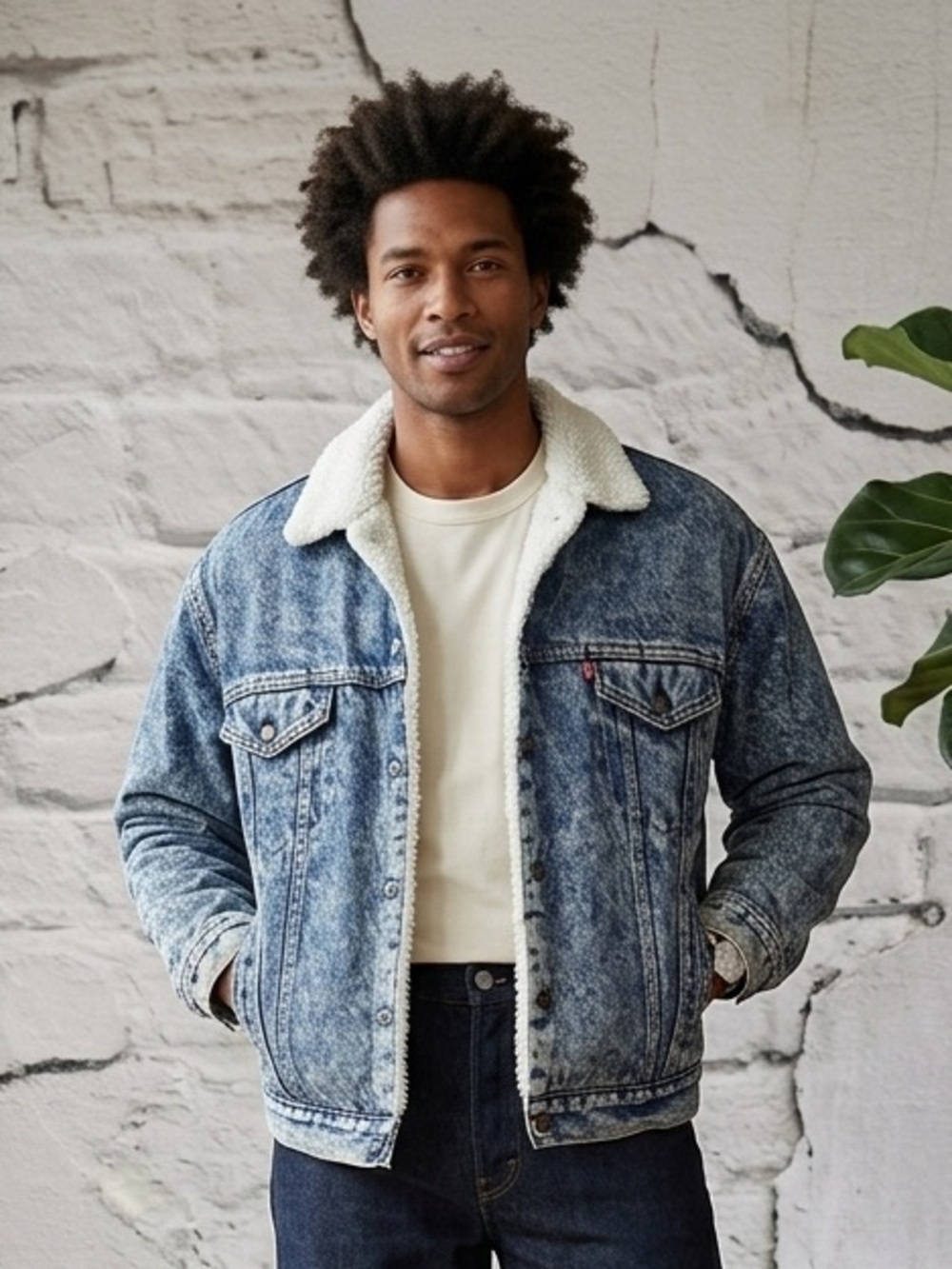 Vintage 80s 90s Levi’s Sherpa Fleece Lined Denim Blue Acid‎ Wash Trucker Jacket